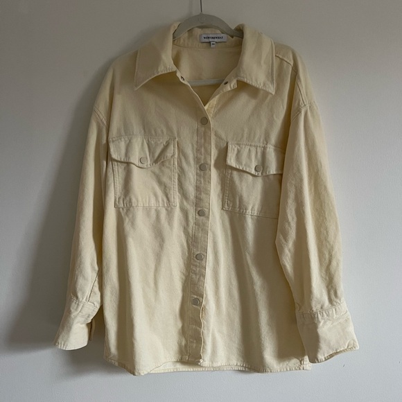 WEWOREWHAT pastel yellow corduroy shacket size xs/s - Picture 3 of 6